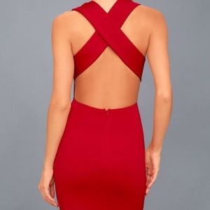Lulus Red Criss-Cross Low Back Midi Dress Small